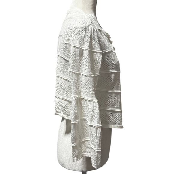 Soft Surroundings White Chevron open Knit Cardigan Sweater – Size M - Picture 4 of 6